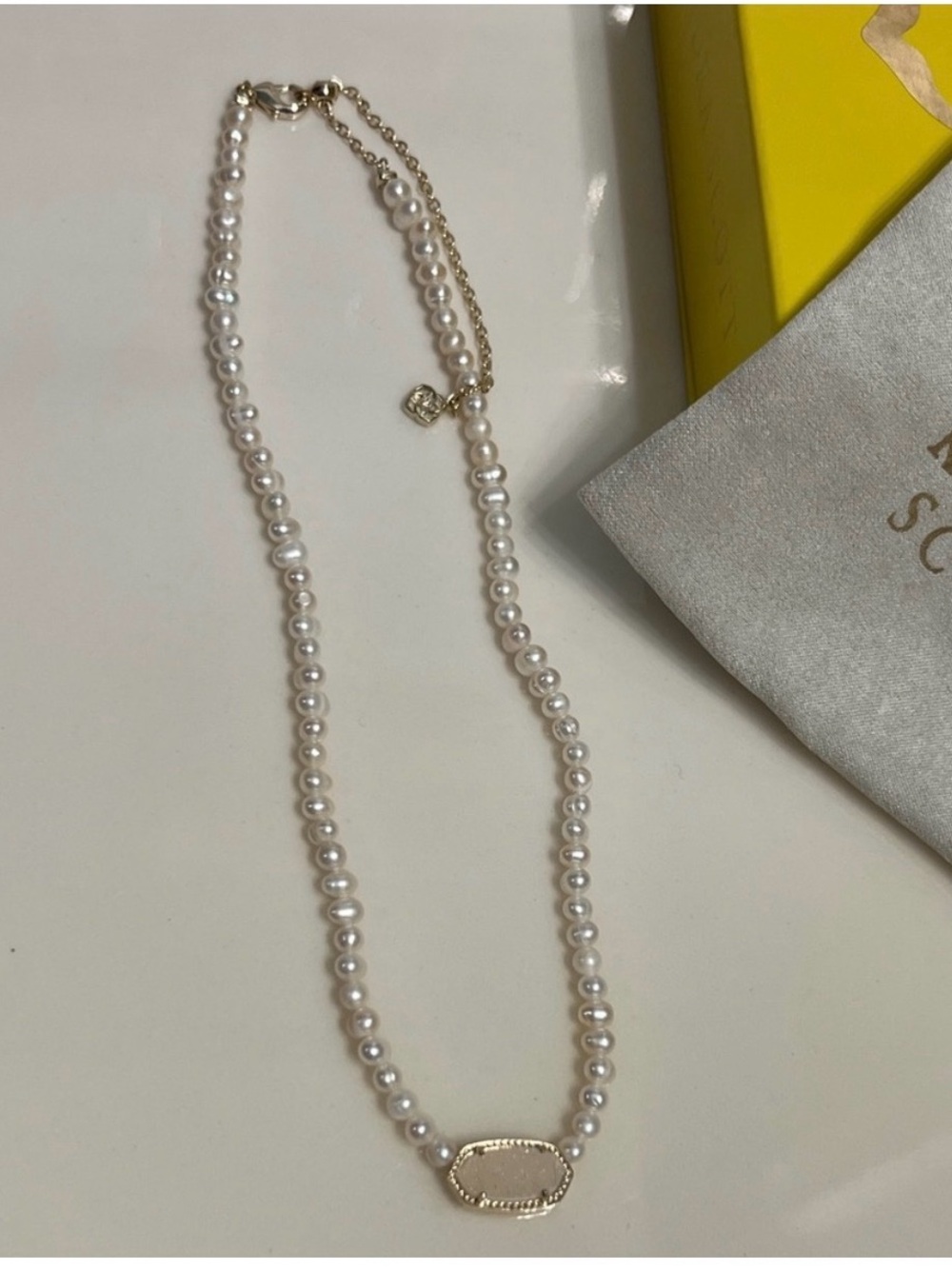 Kendra Scott White Pearl Necklace with Gold Accent Pendant - Picture 2 of 5